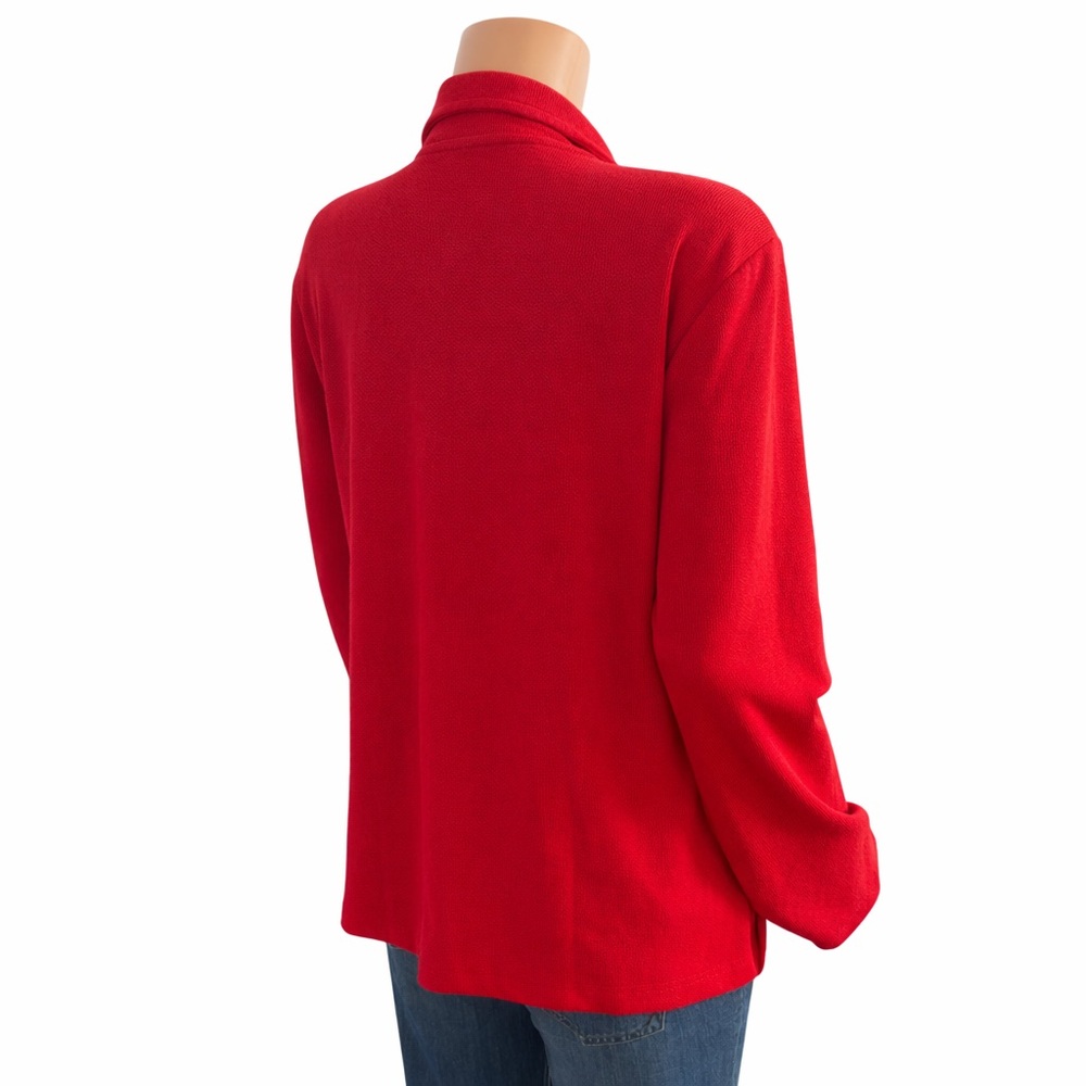 Karen Scott Petite XL Red Quarter Zip Mock Neck Cotton Knit Top NWT - Picture 6 of 11